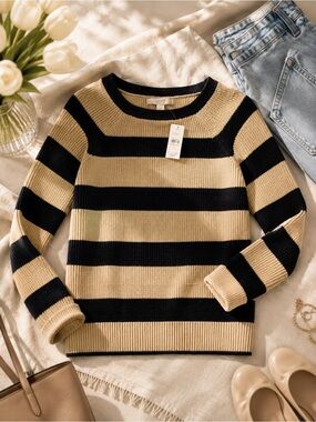 Ann Taylor Loft Cotton Striped Sweater NWT